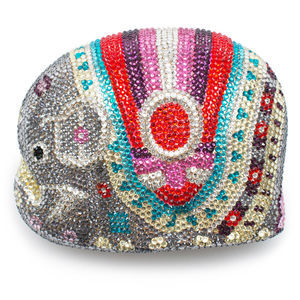Kate Landry Elephant Multi Color Bead Minaudiere Evening Bag Handbag Crystal NEW